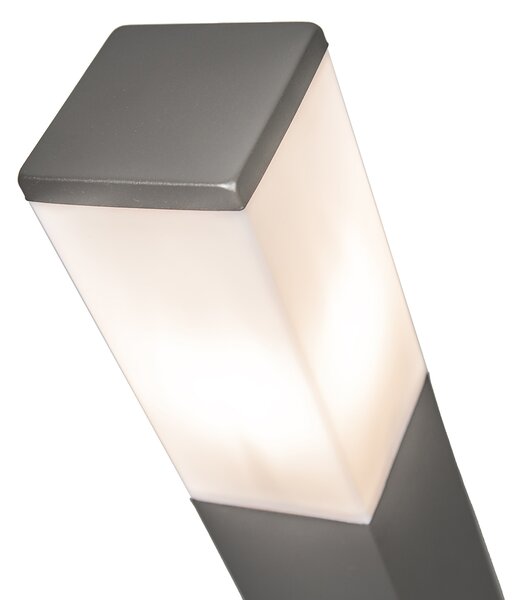 Stâlp modern pentru exterior 45cm gri închis cu opalin IP44 - Malios