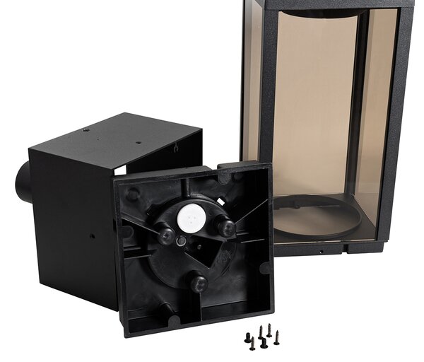 Lampă de exterior cu stativ neagră cu sticlă fumuriu 40 cm IP44 - Charlois
