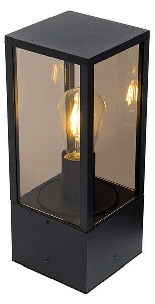 Lampă de exterior cu stativ neagră cu sticlă fumuriu 40 cm IP44 - Charlois