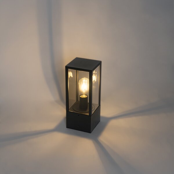 Lampă de exterior cu stativ neagră cu sticlă fumuriu 40 cm IP44 - Charlois