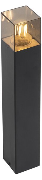 Lampă de exterior cu picior neagră 50 cm IP44 cu sticlă fumurie - Denmark