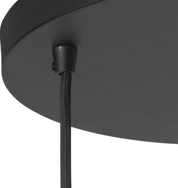 Lampă suspendată Art Deco neagră cu sticlă fumurie cu 3 lumini rotundă - Busa