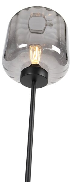 Lampa de podea de design neagră cu sticlă fumurie - Qara