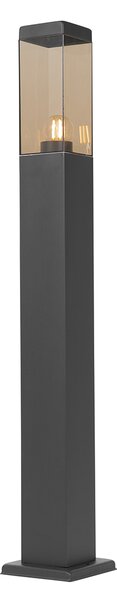 Lampă de exterior modernă cu stâlp gri închis cu sticlă fumurie 80 cm - Malios