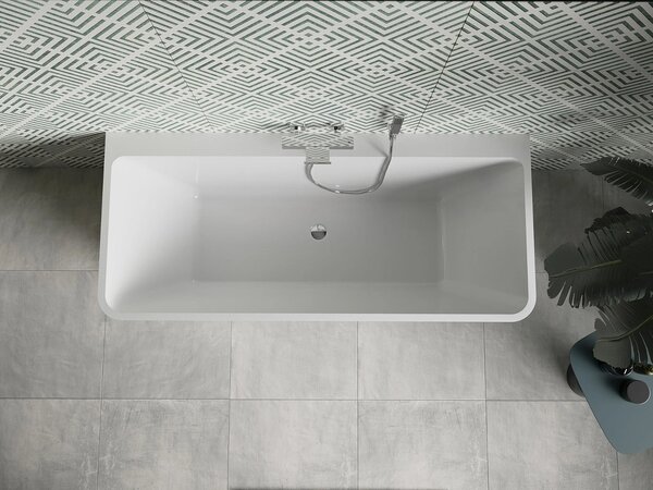 Mexen Volta, cada de baie autoportanta montata pe perete 170 x 75 cm + dop de scurgere cromat si orificiu de preaplin, negru - alb, 51131707575