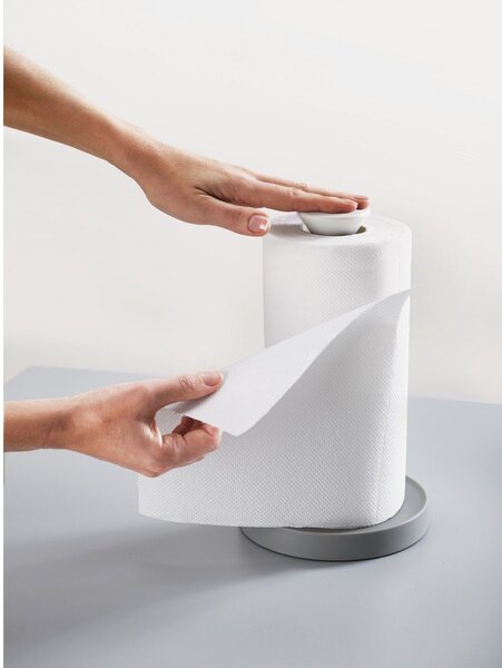 Suport vertical pentru prosoape de bucătărie din hârtie gri din plastic ø 16 cm Duo – Joseph Joseph