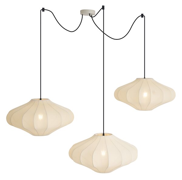 Lampă suspendată Japandi bej 50cm cu 3 lumini - Plu
