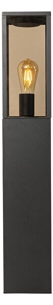 Lampă de exterior pe picior neagră cu sticlă fumurie 80 cm IP44 - Charlois