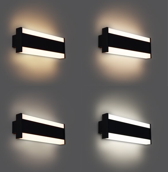 Lampă de perete modernă neagră 30cm incl. LED CCT IP54 - Vanya