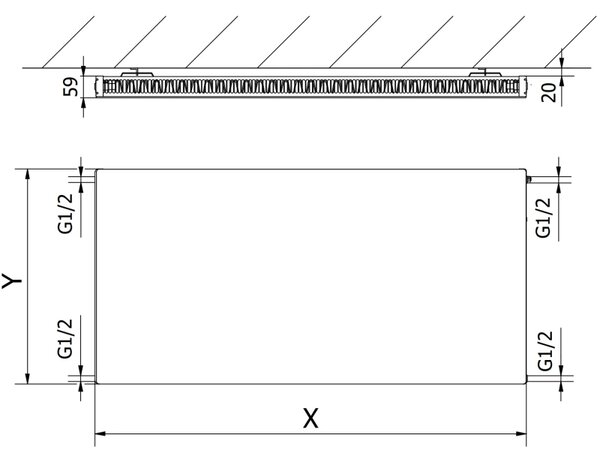 Mexen, radiator panou Mexen Flat CF11 300 x 1000 mm, racord lateral, 455 W, alb - W411F-030-100-00
