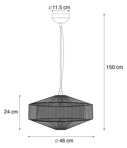 Lampă suspendată Japandi maro cu frânghie 46cm - Svea
