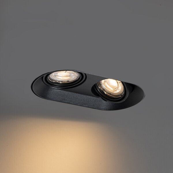 Spot integrat rotund negru GU10 50mm 2 lumini - Hubs