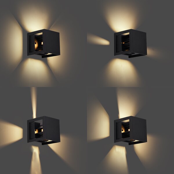 Lampă de perete modernă neagră cu LED inclus IP44 - Edwin Quadro