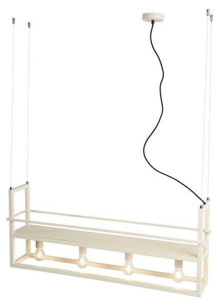 Lampă suspendată industrială bej cu 4 lumini - Cage Rack
