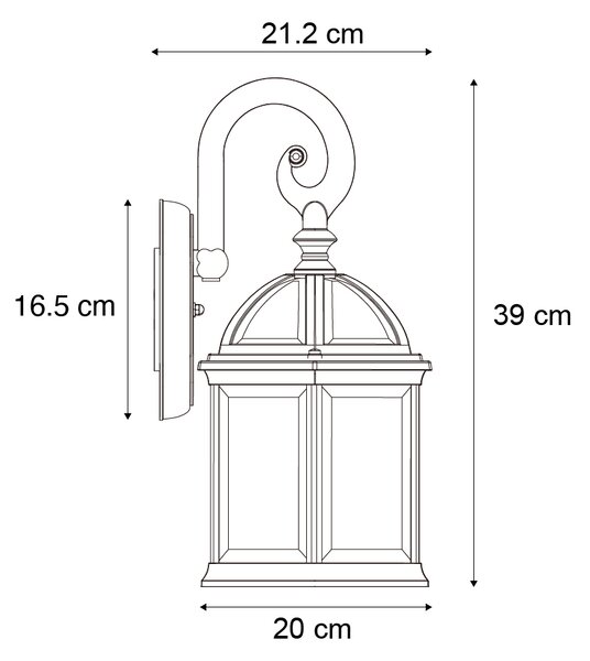 Lampă clasică de perete pentru exterior verde antic IP44 - Glasgow