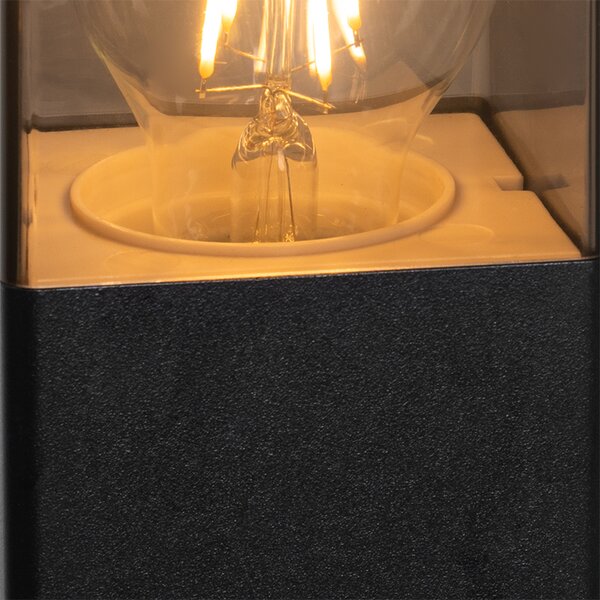 Lampă de exterior cu picior neagră 70 cm IP44 cu sticlă fumuriu - Danemarca