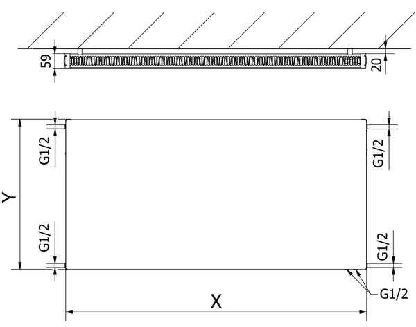 Mexen, radiator panou Mexen Flat CVF11 300 x 1000 mm, conexiune inferioară, 455 W, alb - W611F-030-100-00