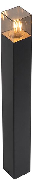 Lampă de exterior cu picior neagră 70 cm IP44 cu sticlă fumuriu - Danemarca