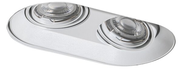 Set de 6 spoturi încastrate rotunjite albe GU10 50mm cu 2 lumini - Hubs