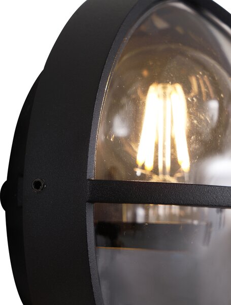 Lampă de perete pentru exterior neagră rotundă IP65 - Target