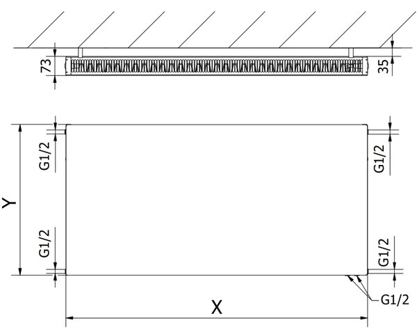 Mexen, radiator panou Mexen Flat CVF21 600 x 400 mm, conexiune inferioară, 484 W, alb - W621F-060-040-00