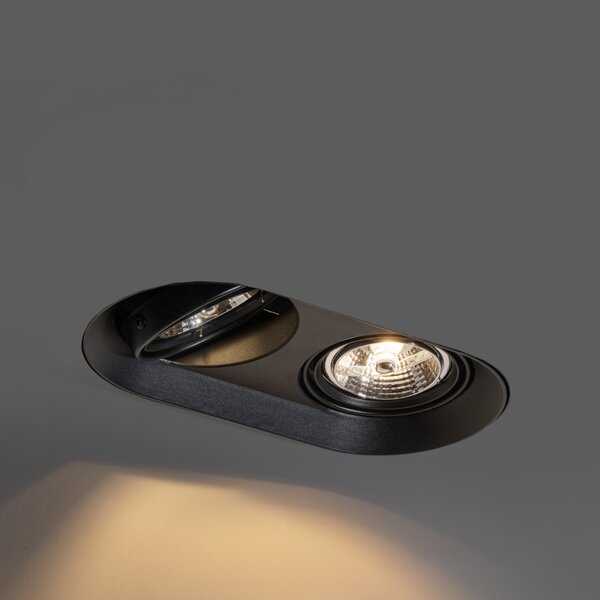 Set de 6 spoturi încastrate rotunjite negre GU10 70mm cu 2 lumini - Hubs