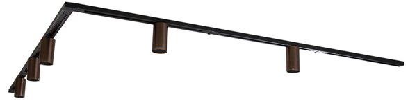 Sistem modern de iluminat pe șine cu 5 spoturi bronz închis monofazate GU10 50mm - Iconic Ruby