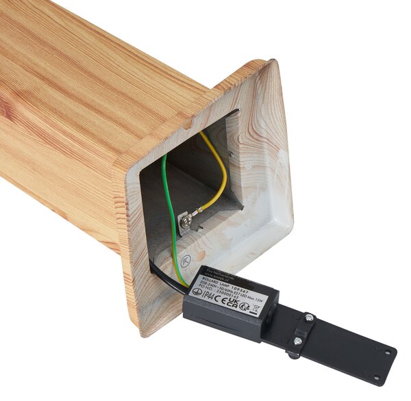 Lampă modernă de exterior din oțel cu imprimeu de lemn 45cm IP44 - Malois