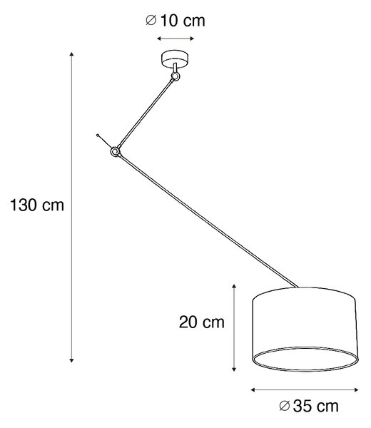 Lampă suspendată neagră cu abajur de catifea gri-maroniu 35cm - Blitz