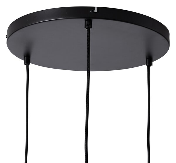 Lampă suspendată retro neagră cu sticlă portocalie cu 3 lumini - Denise