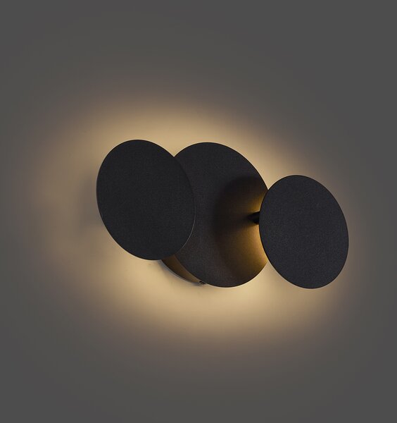 Lampă de perete modernă neagră, incl. LED, cu 3 trepte de intensitate și 3 lumini - Sunrise