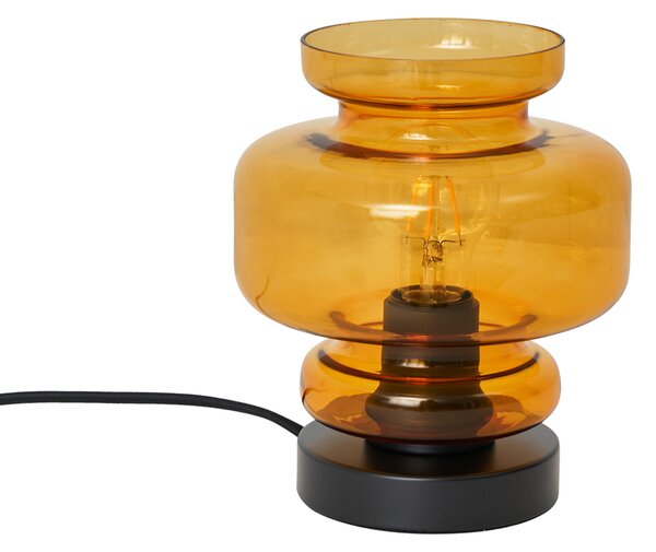 Lampă de masă retro neagră cu sticlă portocalie - Denise