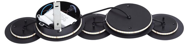 Lampă de perete modernă neagră incl. LED cu 3 trepte de intensitate luminoasă 5 lumini - Sunrise