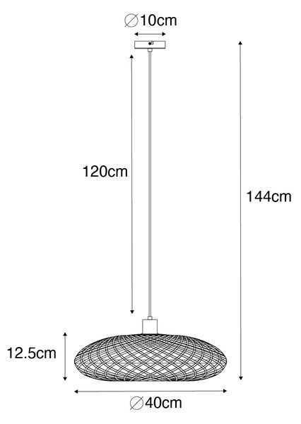 Lampă suspendată orientală din bambus negru 40 cm - Ostrava