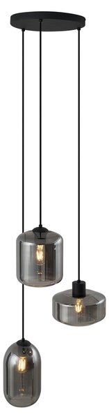 Lampă suspendată modernă neagră cu sticlă fumurie cu 3 lumini - Sheena