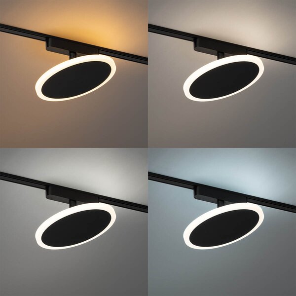 Spotlight modern negru pentru sistem de șine monofazat cu LED integrat - Magnetic Puk