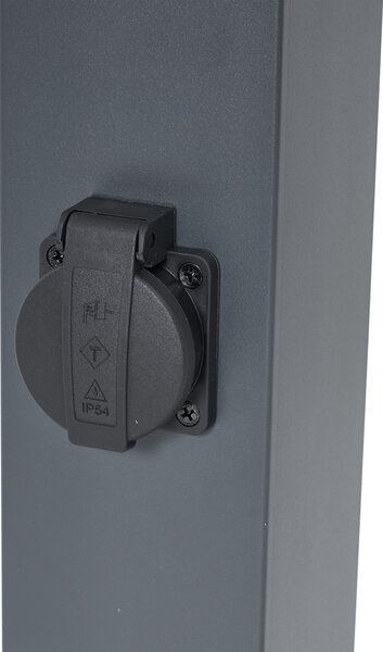 Lampă de exterior gri închis cu sticlă opal 80cm IP44 cu priză și senzor de mișcare - Malios