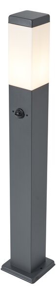 Lampă de exterior gri închis cu sticlă opal 80cm IP44 cu priză și senzor de mișcare - Malios