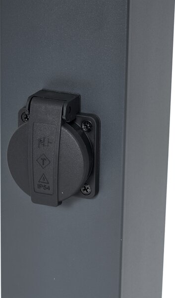 Lampă de exterior gri închis cu sticlă fumurie 80cm IP44 cu priză și senzor de mișcare - Malios