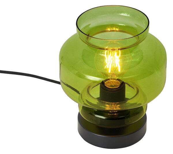 Lampă de masă retro neagră cu sticlă verde - Denise