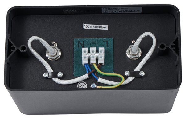 Spot de design negru, montat la suprafață, GU10 70mm, cu 2 lumini, rotativ și înclinabil - Vox
