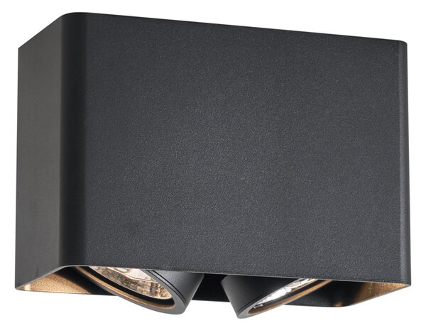 Spot de design negru, montat la suprafață, GU10 70mm, cu 2 lumini, rotativ și înclinabil - Vox