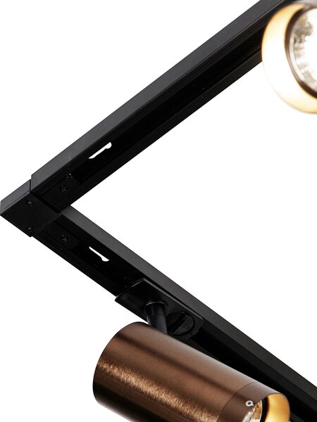 Sistem de iluminat pe șină modern cu 5 spoturi bronz închis monofazat GU10 70mm - Iconic Jeana Luxe