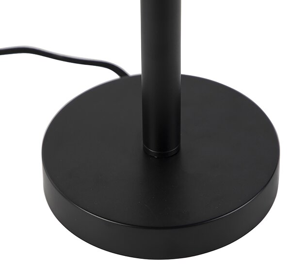 Lampă de masă neagră cu abajur oval din in alb 35cm - Simplo