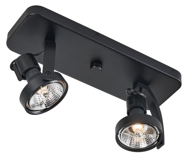 Spot de tavan de design negru GU10 70mm 2 lumini reglabil - Vo