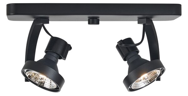 Spot de tavan de design negru GU10 70mm 2 lumini reglabil - Vo