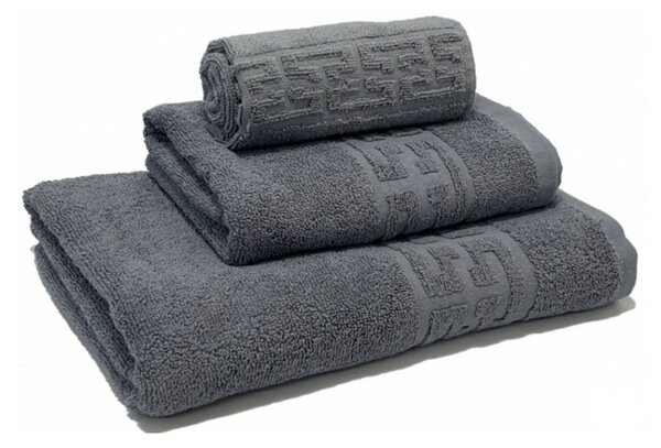 Set 3 Prosoape Baie Bumbac 100% Gri Model Grecesc 500 g
