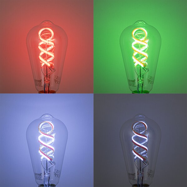 Becuri LED inteligente E27 reglabile ST64 RGBW transparente 4W 250lm 2700K
