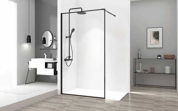 Rea - Paravan de duș Bler 70x195cm, sticlă 8mm, sticlă transparentă / profil negru, REA-K7636