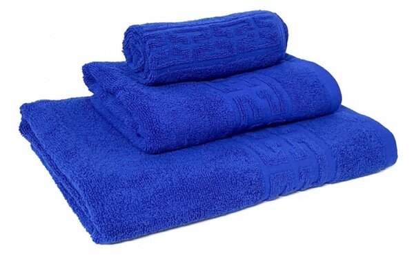 Set 3 Prosoape Baie Bumbac 100% Model Grecesc 500 g - Albastru